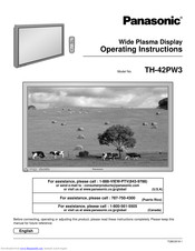 PANASONIC Viera TH-42PW3 Operating Instructions Manual