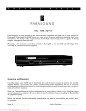 Parasound ZAMP Owner's Manual