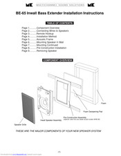 MK Sound BE-65 Installation Instructions Manual