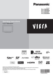 PANASONIC Viera TXL19D28EP Operating Instructions Manual