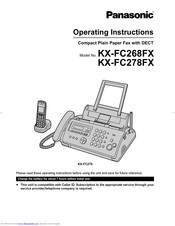 PANASONIC KX-FC278FX Operating Instructions Manual