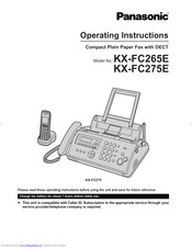 PANASONIC KXFC275E Operating Instructions Manual