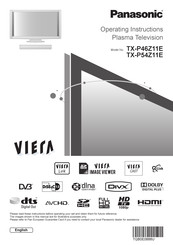 PANASONIC TX-P46Z11E Operating Instructions Manual