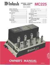 McIntosh MC225 Owner's Manual
