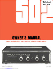 McIntosh MC 502 Owner's Manual