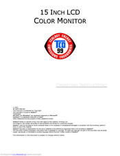 Medion LCD COLOR MONITOR Operating Instructions Manual
