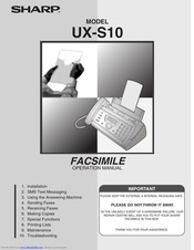 SHARP UX-S10 Operation Manual