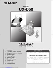 SHARP UX-D50 Operation Manual