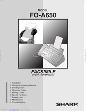 SHARP FO-A650 Operation Manual