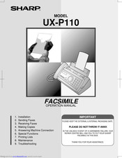 SHARP UX-P110 Operation Manual