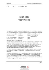BSS Audio MSR-604ii User Manual