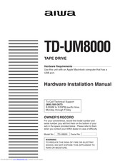 AIWA TD-UM8000 Hardware Installation Manual
