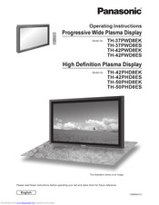 PANASONIC TH-42PWD8ES High De? nition Plasma Display Model No. TH-42PHD8EKTH-42PHD8ES Operating Instructions Manual
