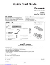PANASONIC NV-SV120EB Quick Start Manual