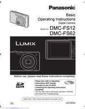 PANASONIC Lumix DMC-FS62 Basic Operating Instructions Manual