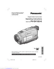 PANASONIC Digital Palmcorder PV-DV102-K Operating Instructions Manual