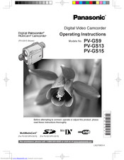 PANASONIC Digital Palmcorder PV-GS15 Operating Instructions Manual