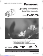 PANASONIC Digital Palmcorder PV-GS250 Operating Instructions Manual