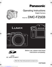 PANASONIC LUMIX DMC-FZ5EB Operating Instructions Manual
