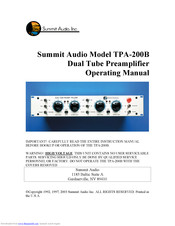 Summit Audio TPA-200B Operating Manual