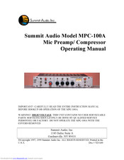 Summit Audio MPC-100A Operating Manual