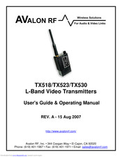 Avalon RF TX518 User's Manual & Operating Manual