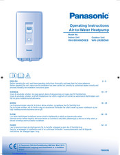 PANASONIC WH-UX09DN8 Operating Instructions Manual