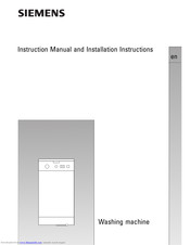 Siemens washing machine Instruction Manual And Installation Instructions