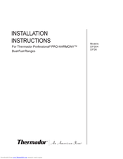 THERMADOR Pro-Harmony DP304 Installation Instructions Manual