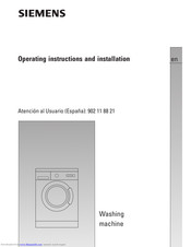 Siemens washing machine Operating Instructions And Installation