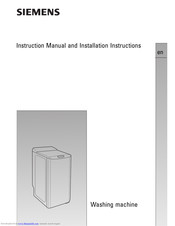 Siemens washing machine Instruction Manual And Installation Instructions