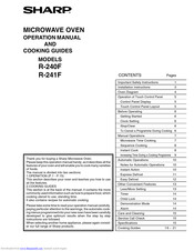 SHARP R-241F Operation Manual And Cooking Manual