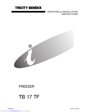 Tricity Bendix TB 17 TF Operating & Installation Instructions Manual