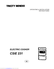 Tricity Bendix CSIE 231 Operating & Installation Instructions Manual