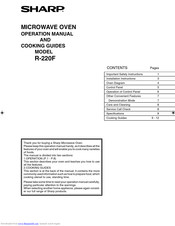 SHARP Carousel R-220F Operation Manual And Cooking Manual