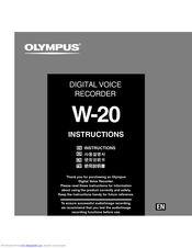 Olympus W 20 Instructions Manual