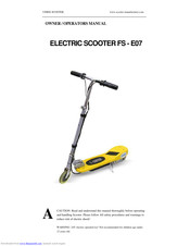 UFREE SCOOTER FS-E07 Owner's/Operator's Manual