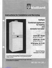 Vaillant VCW 25 Instructions For Installation And Servicing