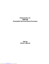 Classe Audio SSP-50 Owner's Manual