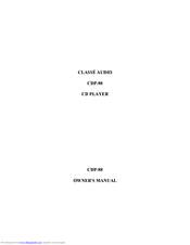 Classe Audio CDP-88 Owner's Manual