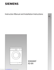 SIEMENS SIWAMAT XS 424 Instruction Manual And Installation Instructions