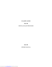 Classe Audio DAC-88 Owner's Manual