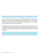 SEIKO W851 Instructions Manual
