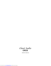 Classe Audio CRCD Owner's Manual