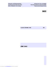 Zanussi ZME 3043 KS Operating And Assembly Instructions Manual