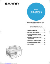 SHARP ARFX13 - Fax Interface Card Operation Manual