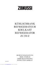 Zanussi ZI 230 Z Instruction Booklet