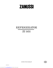 Zanussi ZI 1451 Instruction Booklet