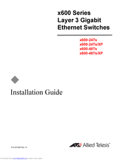 Allied Telesis x600 Series Installation Manual
