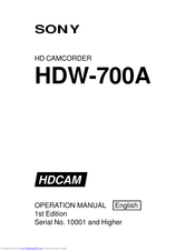 Sony HDCAM HDW-700A Operation Manual